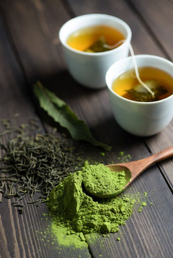 person drinking green tea before workout for fat loss and energy boost