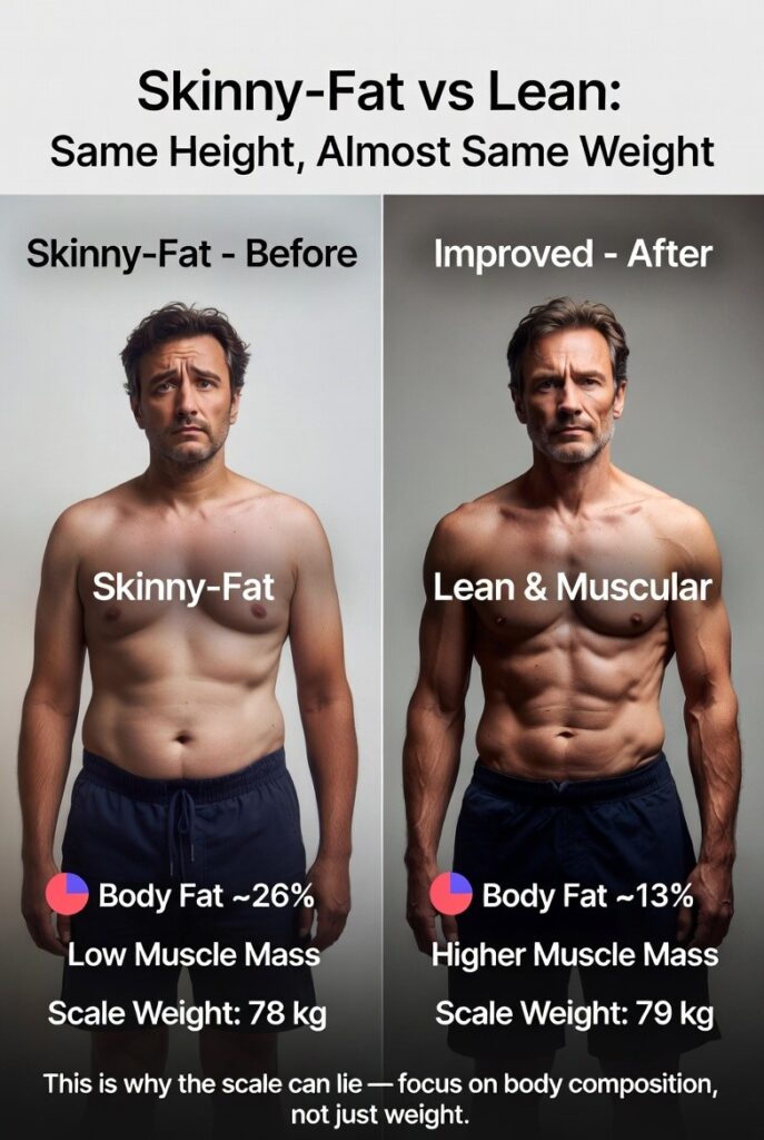 Strength training exercise in gym showing fat loss and muscle building workout concept